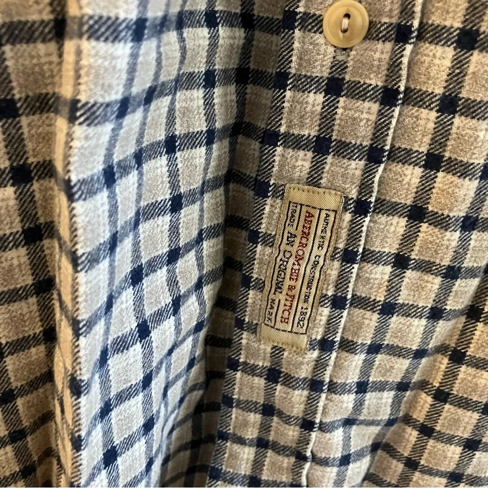 Vintage Abercrombie & Fitch Button Up Flannel Shirt Mens XL Plaid 90s Baggy Long - Picture 6 of 10